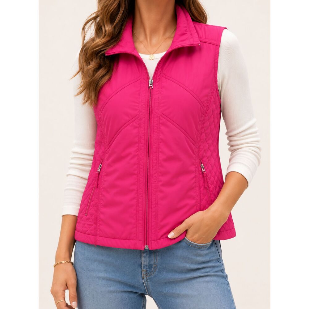 Coldwater Creek Pink Quilted Puffer Vest Full Zip Lightweight Women's Plus 2X